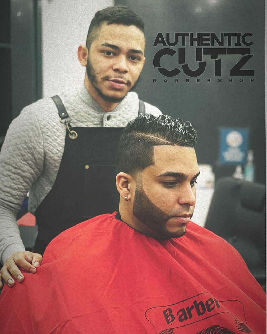 Hard part haircut with beard sculpting at Authentic Cutz Barbershop